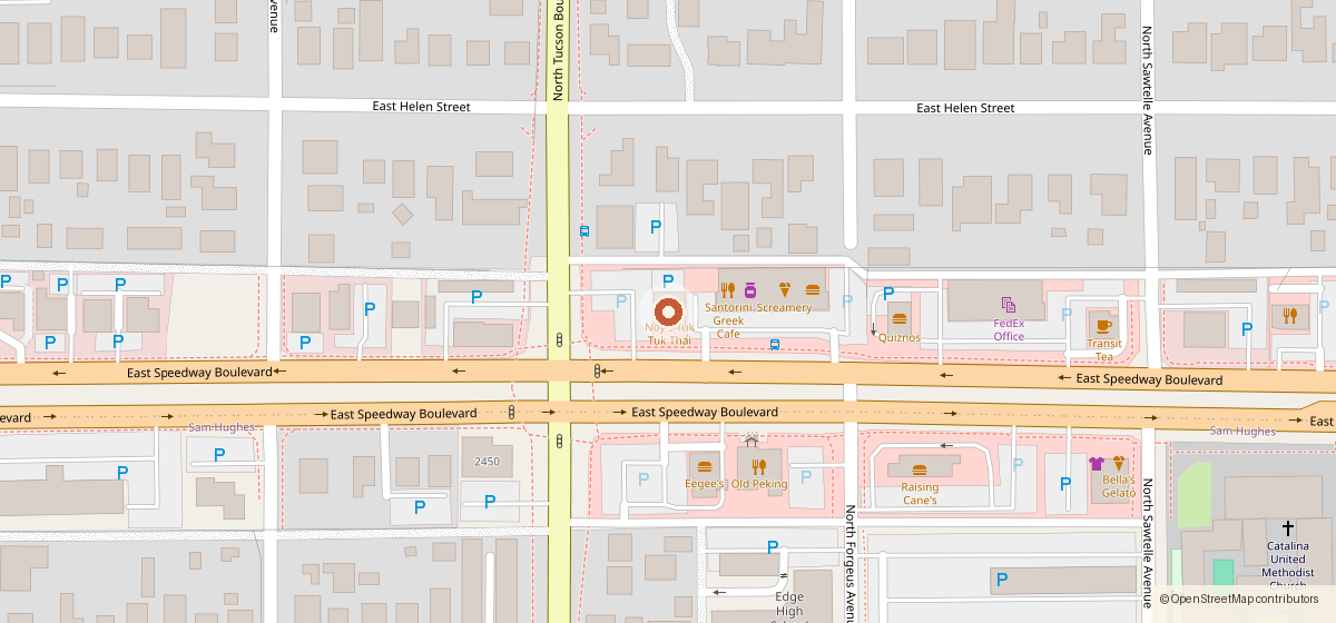 Mapa con la ubicación de Noy's Tuk Tuk Thai, 2511 E Speedway Blvd, Tucson AZ 85716