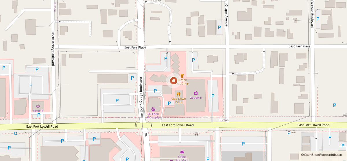 Mapa con la ubicación de SloMo Bread Co LLC, 3230 N Dodge Blvd Ste E, Tucson AZ 85716