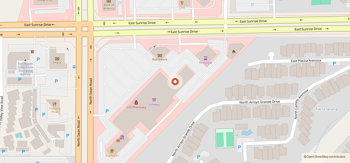 Mapa con la ubicación de Turquoise Wine Bar, 4772 E Sunrise Dr, Tucson AZ 85718