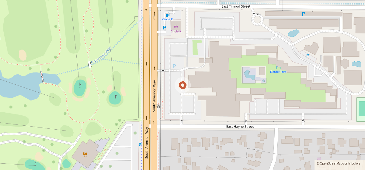 Mapa con la ubicación de Doubletree by Hilton at Reid Park, 445 S. Alvernon Way